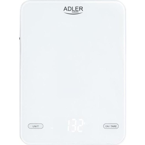 Ваги кухонні, електронні Adler AD 3177W, 10кг, USB Type-C, автовимкнення, скло, білі