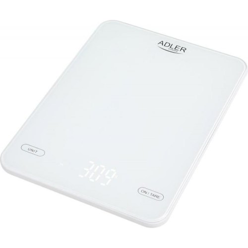 Ваги кухонні, електронні Adler AD 3177W, 10кг, USB Type-C, автовимкнення, скло, білі
