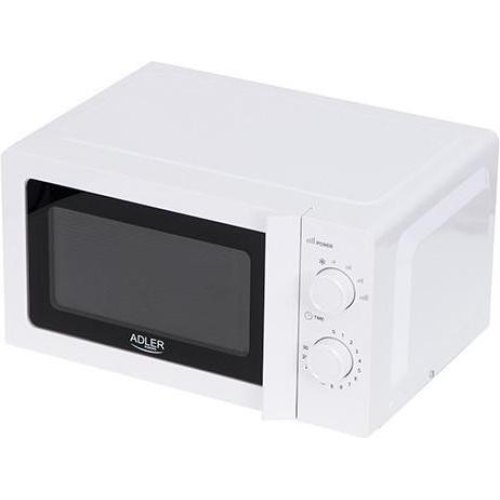 Мікрохвильова піч Adler AD 6205, 20л, 700Вт, механічне керування, відкриття ручкою, біла