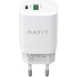 Мережевий зарядний пристрій Havit HV-UC30 PRO-WH, USB Type-A/USB Type-C, GaN, 30W, White