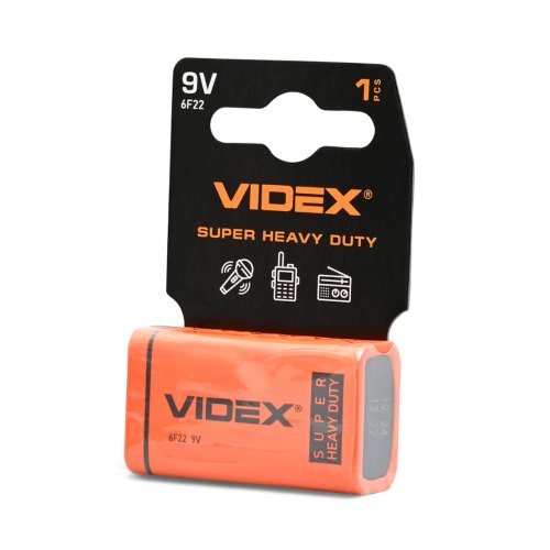 Батарейка VIDEX, сольова, 6F22/9V (Крона), 1шт