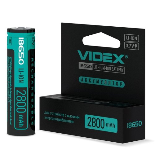 Акумулятор VIDEX, Li-ion, 18650-P, захист, 2800mAh, 1шт