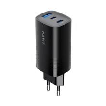 Мережевий зарядний пристрій Havit HV-UC20-BK, USB Type-A/2xUSB Type-C, GaN, 67W, Black