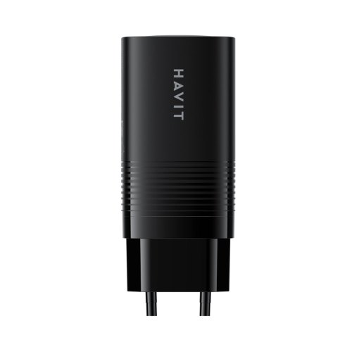 Мережевий зарядний пристрій Havit HV-UC20-BK, USB Type-A/2xUSB Type-C, GaN, 67W, Black