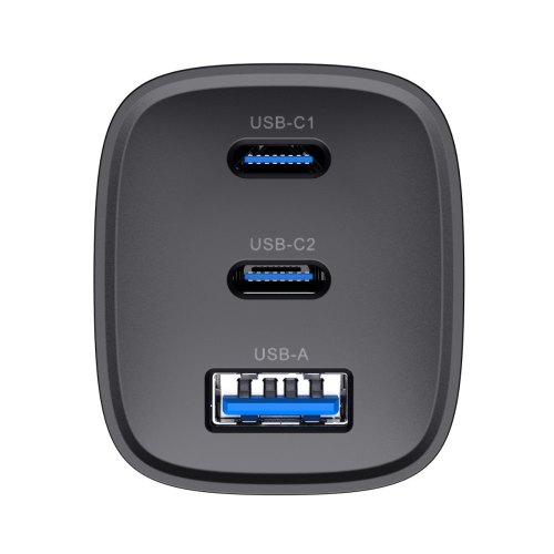 Мережевий зарядний пристрій Havit HV-UC20-BK, USB Type-A/2xUSB Type-C, GaN, 67W, Black