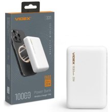 Зовнішній акумулятор Powerbank VIDEX VPB-331-W, 10000mAh, бездротова зарядка, PD20W, White