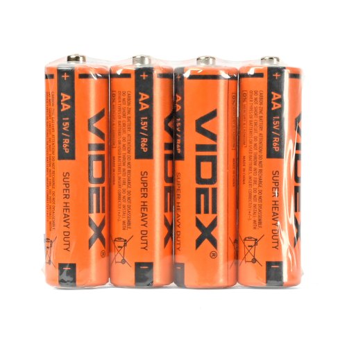 Батарейка VIDEX, сольова, R6P/AA, 4шт