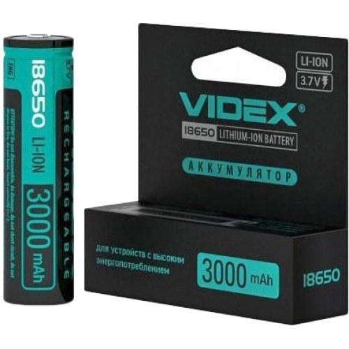 Акумулятор VIDEX, Li-ion, 18650-P, захист, 3000mAh, 1шт