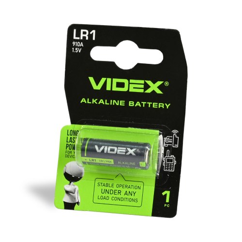 Батарейка VIDEX, лужна, LR1, 1шт