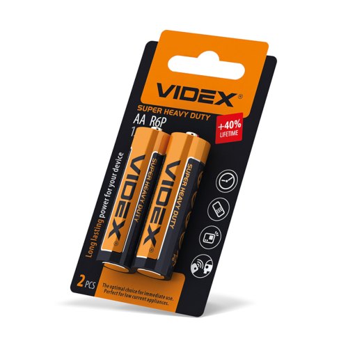 Батарейка VIDEX, сольова, R6P/AA, 2шт