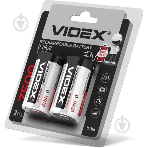 Акумулятор VIDEX, HR20/D, 7500mAh, 2шт
