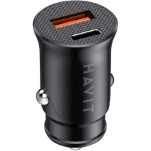Автомобільний зарядний пристрій Havit HV-CC2022, 20W, USB Type-A/USB Type-C, Black