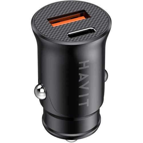 Автомобільний зарядний пристрій Havit HV-CC2022, 20W, USB Type-A/USB Type-C, Black