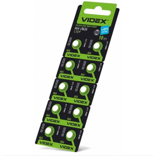 Батарейка годинникова VIDEX, AG4/LR626, 10шт
