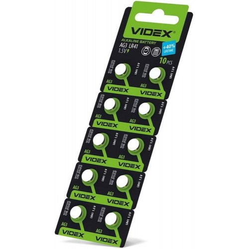Батарейка годинникова VIDEX, AG3/LR41, 10шт