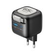 Мережевий зарядний пристрій Havit HV-UC253-BK, USB Type-A/USB Type-C, GaN, 65W, вбудований кабель USB Type-C