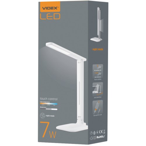 Лампа настiльна LED VIDEX TF02W, 7W, 3000-5500K