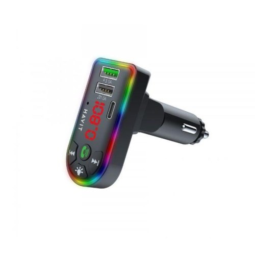 FM-модулятор Havit HV-FM813BT, 2xUSB Type-A/1xUSB Type-C, RGB, Black