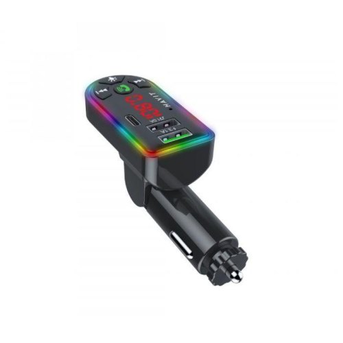 FM-модулятор Havit HV-FM813BT, 2xUSB Type-A/1xUSB Type-C, RGB, Black