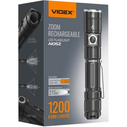 Ліхтарик портативний, світлодіодний VIDEX VLF-A105Z, 1200Lm, 5000K