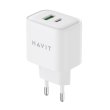 Мережевий зарядний пристрій Havit HV-UCP014, USB Type-A/USB Type-C, 20W, White