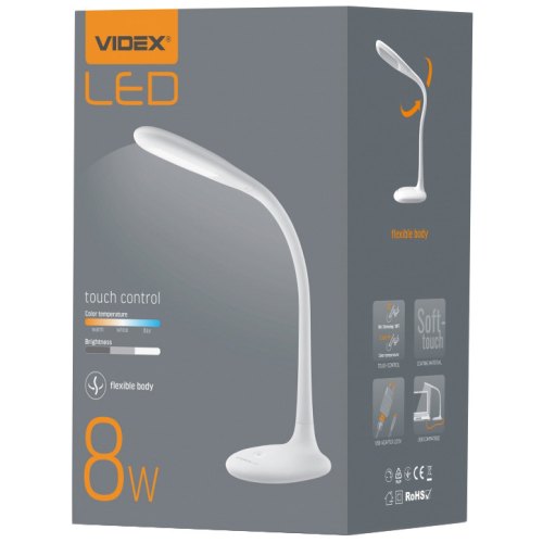 Лампа настiльна LED VIDEX TF03W, 8W, 3000-5500K
