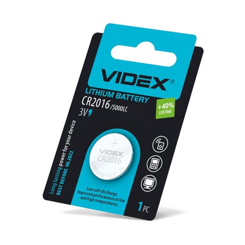 Батарейка VIDEX, літієва, CR2016, 1шт