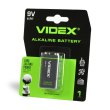 Батарейка VIDEX, лужна, 6LR61/9V (Крона), 1шт