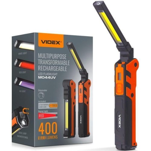 Ліхтарик портативний, багатофункціональний VIDEX VLF-M044UV, 400Lm, 4000K