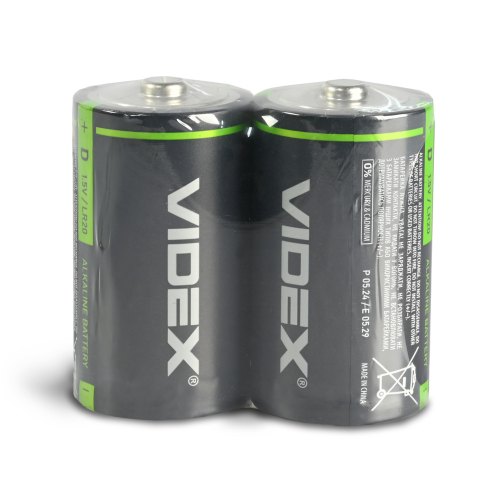 Батарейка VIDEX, лужна, LR20/D, 2шт