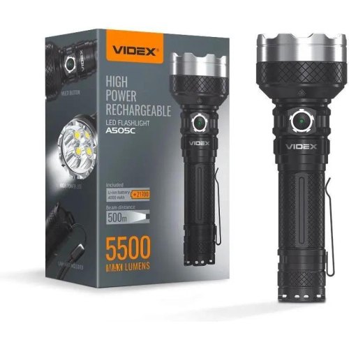 Ліхтарик портативний, світлодіодний VIDEX VLF-A505C, 5500Lm, 5000K