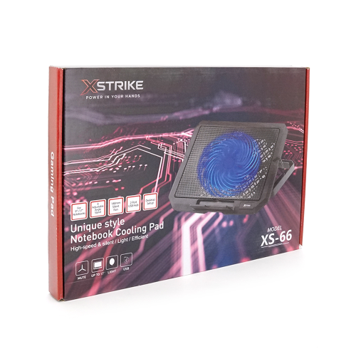 Підставка для ноутбука XSTRIKE XS-66, 9-17, 1x140mm, пластик/алюміній, 2xUSB 2.0