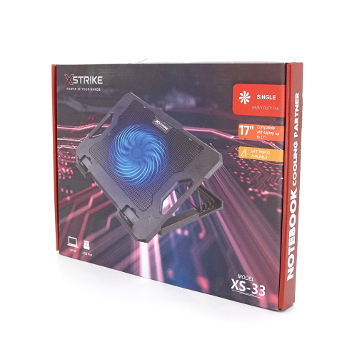 Підставка для ноутбука XSTRIKE XS-33, 10-17, 1x140mm, пластик/алюміній, 2xUSB 2.0