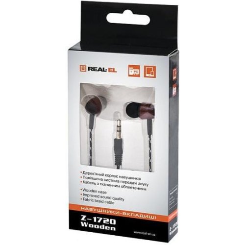 Навушники дротові REAL-EL Z-1720, Wooden (EL124200018)