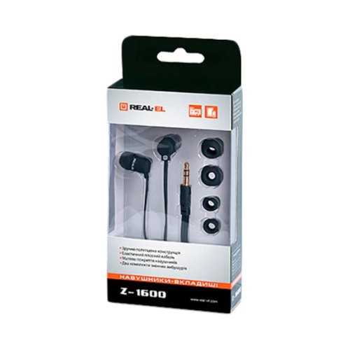 Навушники дротові REAL-EL Z-1600, Black (EL124200002)