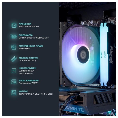 Персональний комп'ютер ASGARD Eir, Intel Core i5-14400F/32GB/SSD 1TB/GeForce RTX 5060 Ti, 16GB/Linux/Black (I144F.32.S10.56T.16.6005)