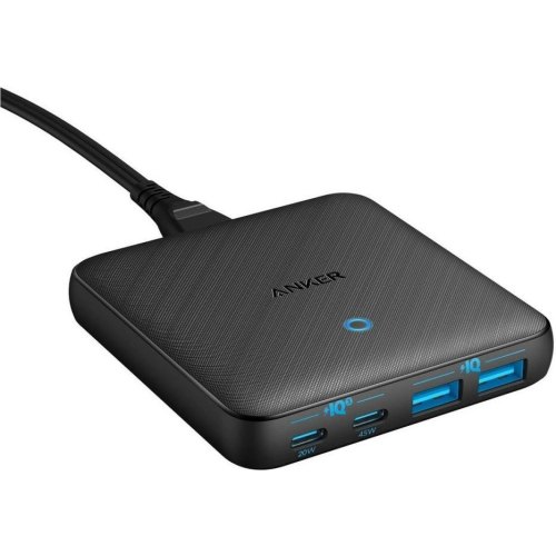 Мережевий зарядний пристрій Anker PowerPort 543 Atom III Slim, 2xUSB Type-C/2xUSB Type-A, 65W, Black (A2046G12)