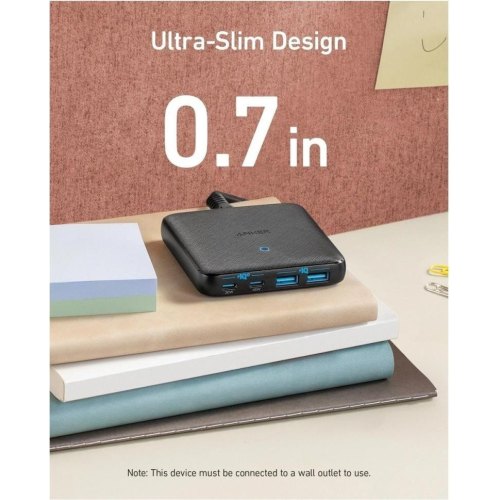 Мережевий зарядний пристрій Anker PowerPort 543 Atom III Slim, 2xUSB Type-C/2xUSB Type-A, 65W, Black (A2046G12)