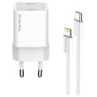 Мережевий зарядний пристрій ColorWay GaN Mini, USB Type-C, 20W PD, PPS, кабель USB Type-C to Lightning, White (CW-CHS059PDL-WT)