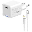 Мережевий зарядний пристрій ColorWay GaN Mini, USB Type-C, 20W PD, PPS, кабель USB Type-C to Lightning, White (CW-CHS059PDL-WT)