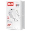 Мережевий зарядний пристрій ColorWay GaN Mini, USB Type-C, 20W PD, PPS, кабель USB Type-C to Lightning, White (CW-CHS059PDL-WT)