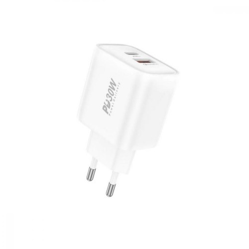 Мережевий зарядний пристрій Foneng EU52-CH, USB Type-A/USB Type-C, PD 30W, White