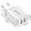 Мережевий зарядний пристрій Choetech, 2xUSB Type-A, 2A, White (C0030)