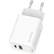 Мережевий зарядний пристрій ColorWay GaN Mini, USB Type-A/USB Type-C, 45W PD, PPS, QC 4.0, White (CW-CHS060PD-WT)
