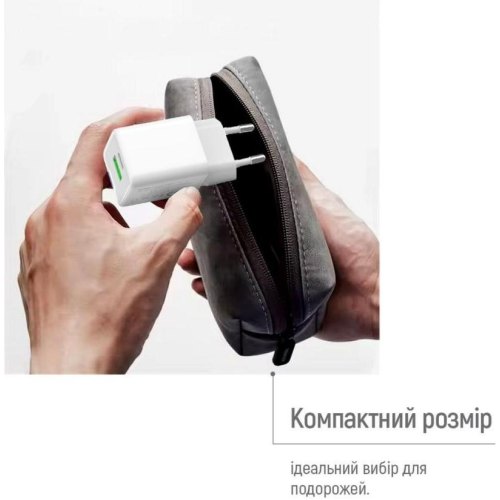 Мережевий зарядний пристрій ColorWay GaN Mini, USB Type-A/USB Type-C, 45W PD, PPS, QC 4.0, White (CW-CHS060PD-WT)