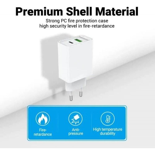 Мережевий зарядний пристрій Vention, USB Type-C/USB Type-A, QC 4.0 (18-20W), White (FBBW0-EU)