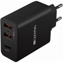 Мережевий зарядний пристрій Canyon, 2xUSB Type-A/1xUSB Type-C, 2.4A, Black (CNE-CHA08B)