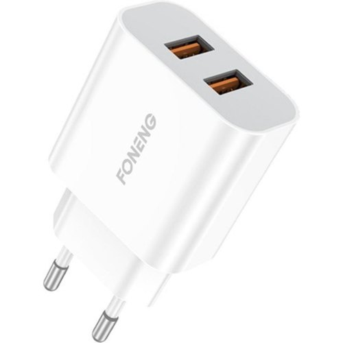 Мережевий зарядний пристрій Foneng EU45 Dual USB Charger, 2xUSB Type-A, 2.4A, кабель USB Type-A to USB Type-C, White (EU45-CH-TC)