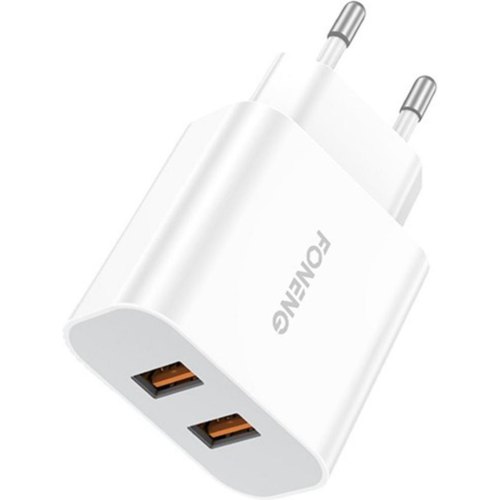 Мережевий зарядний пристрій Foneng EU45 Dual USB Charger, 2xUSB Type-A, 2.4A, кабель USB Type-A to USB Type-C, White (EU45-CH-TC)