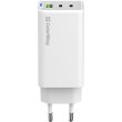 Мережевий зарядний пристрій ColorWay GaN Mini, USB Type-A/2xUSB Type-C, 65W PD, PPS, White (CW-CHS058PD-WT)